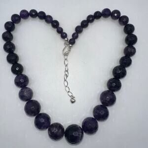 DTR Jay King 925 sterling silver genuine amethyst beaded graduated necklace